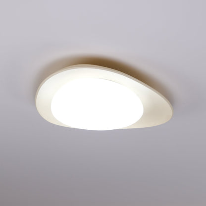 Organic Resin LED Flush Mount Light Green Beige for Bedroom Living Room Dining Room Modern Overhead Lighting Nature-Inspired