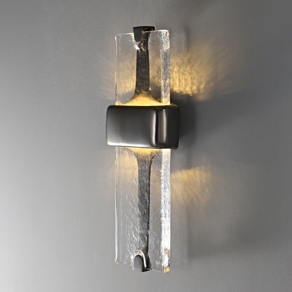 LED Glass Wall Sconce Black Gold Finish 20 Inch Vertical Accent Light Entryway Bedroom Corridor Fixture Adjustable 3000K 4000K 6000K for Mod