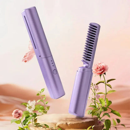 2-in-1 Hair Brush and Straightener – Travel-Friendly Styling Tool