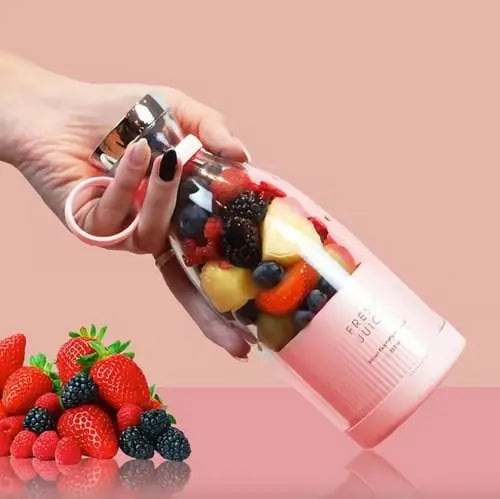 Portable Rechargeable Blender Bottle 13.5 fl oz USB Personal Smoothie Maker 6-Blade Stainless Steel BPA-Free for Travel Gym Office Shakes