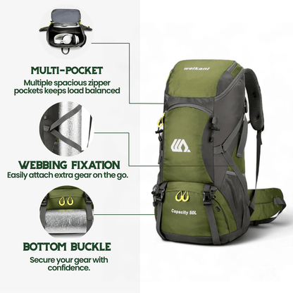 TrailPro | 50L Hiking Backpack with Breathable Back Support | Lightweight Camping Gear for Comfort and Organization