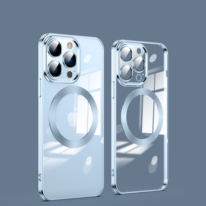 Crystal Clear iPhone Case MagSafe Compatible with Tempered Glass Camera Shield for 11-17 Series Pro Max Plus Air
