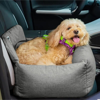 Padded Dog Car Seat Cover with Safety Tethers for Sedans & SUVs – Washable Canvas Bolster Protector for Medium to Large Dogs