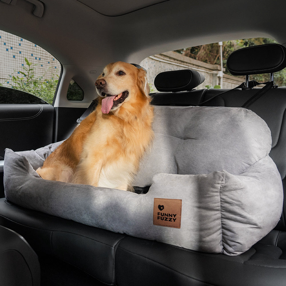 Dog Car Seat Cover for Back Seat – Padded Travel Hammock for Medium & Large Dogs with Safety Tethers & Storage Pockets