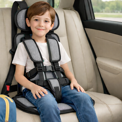 Ortekor Travel Buddy | Portable Car Seat Booster with 5-Point Harness | Lightweight Design for Safe Kids Travel