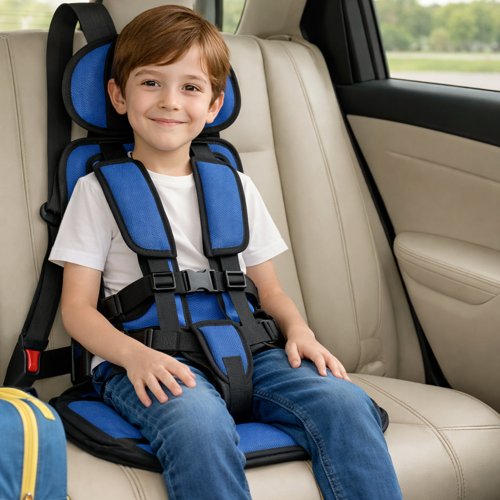 Booster Car Seat for Toddler, Portable Car Seat Booster with 5 Point Harness, Lightweight Foldable Booster Seat
