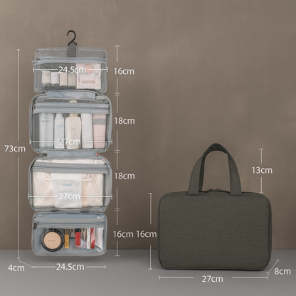 Toiletry Bag for Travel, Hanging Toiletry Bag with Zippered Pockets, Waterproof Cosmetic Bag, Mens Travel Toiletry Kit