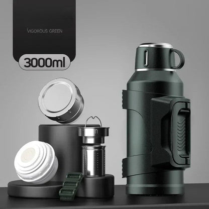 Travel Hiking Thermos | Stainless Steel Insulated Flask with Dual Functionality | Ideal for Hot & Cold Beverages