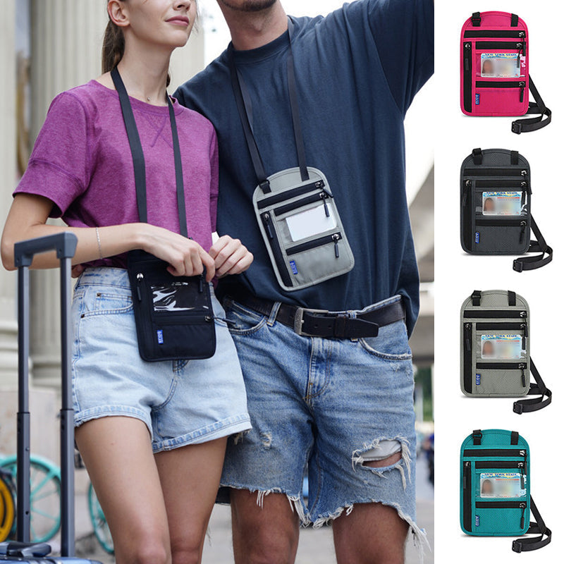 Travel Neck Pouch | RFID Blocking Passport Holder with Water-Resistant Design | Secure Storage for Valuables