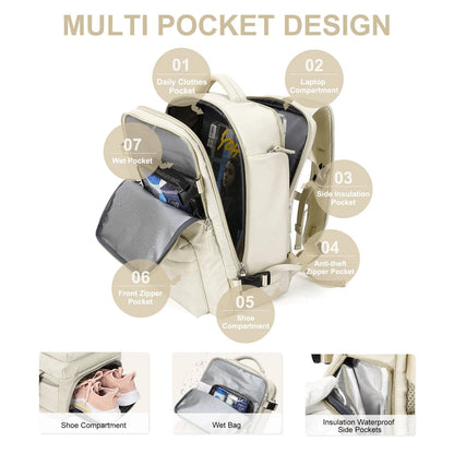 Travelliva | Women's Travel Backpack with Water-Resistant Design & USB Port | Anti-Theft Features for Secure Journeys