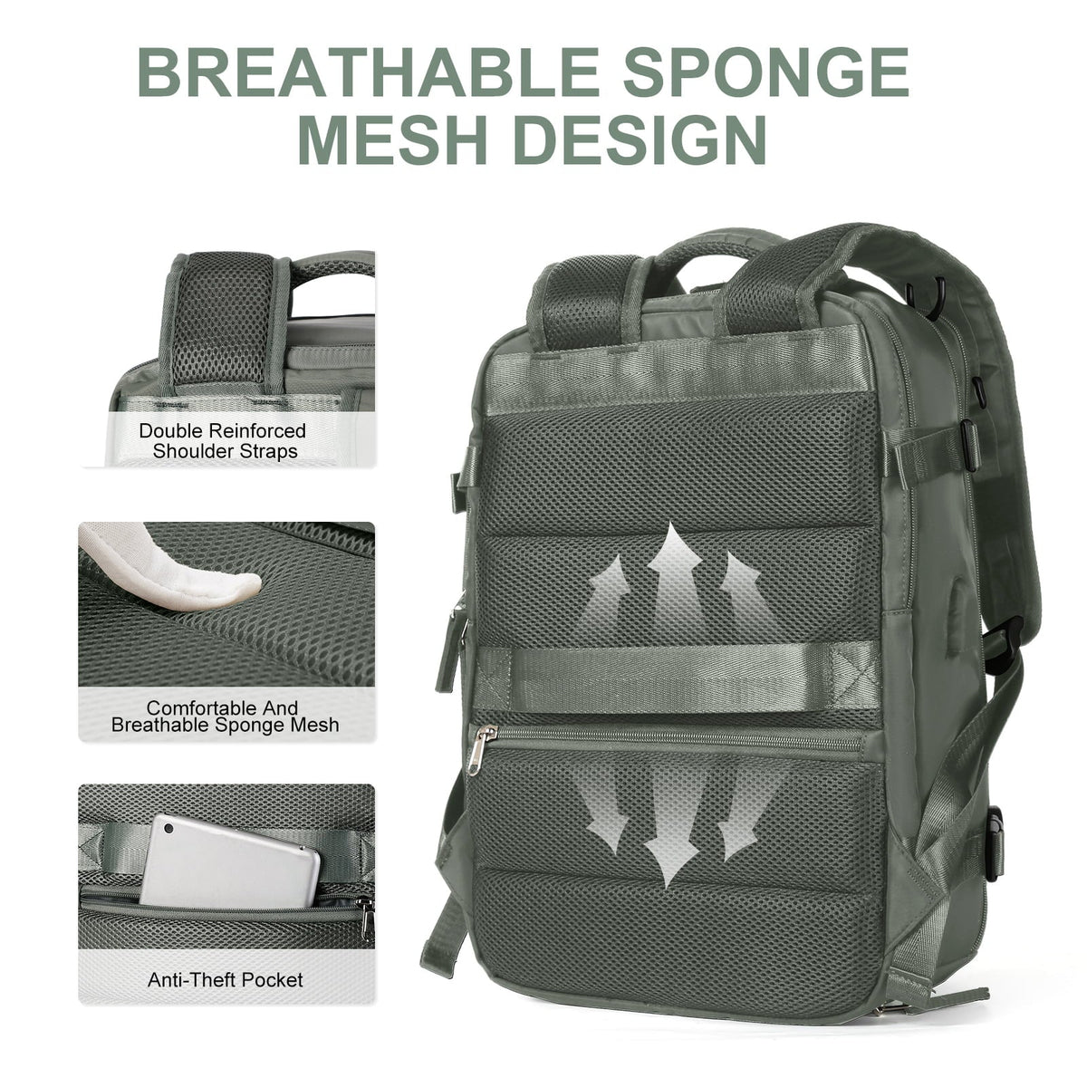 Travelliva | Women's Travel Backpack with Water-Resistant Design & USB Port | Anti-Theft Features for Secure Journeys