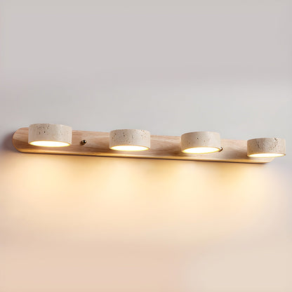 Natural Stone Wall Sconce with Integrated LED 2-Light Hardwired Fixture Wood Accent Lighting for Bedroom Hallway Living Room Indoor Ambient