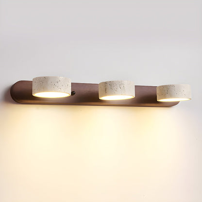 Natural Stone Wall Sconce with Integrated LED 2-Light Hardwired Fixture Wood Accent Lighting for Bedroom Hallway Living Room Indoor Ambient