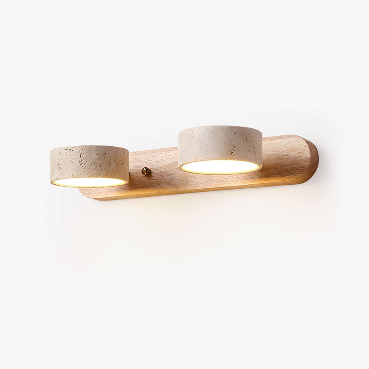 Natural Stone Wall Sconce with Integrated LED 2-Light Hardwired Fixture Wood Accent Lighting for Bedroom Hallway Living Room Indoor Ambient