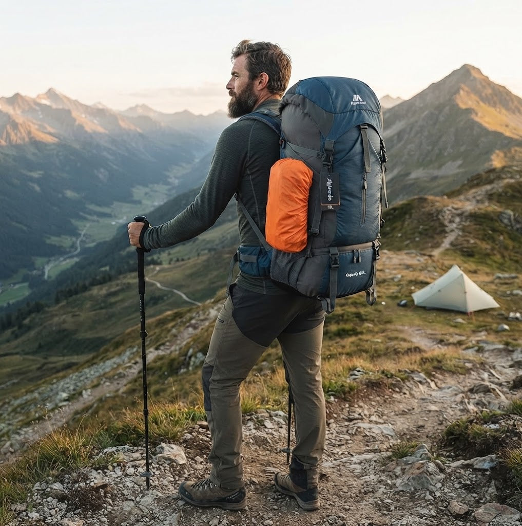 Alpivento | 70L Trekking Backpack with Water-Resistant Rain Cover | Spacious Outdoor Backpack for Hiking and Travel