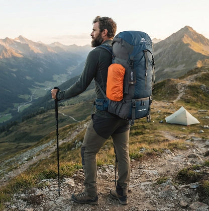 Alpivento | 70L Trekking Backpack with Water-Resistant Rain Cover | Spacious Outdoor Backpack for Hiking and Travel