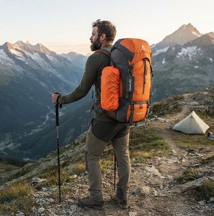 Alpivento | 70L Trekking Backpack with Water-Resistant Rain Cover | Spacious Outdoor Backpack for Hiking and Travel