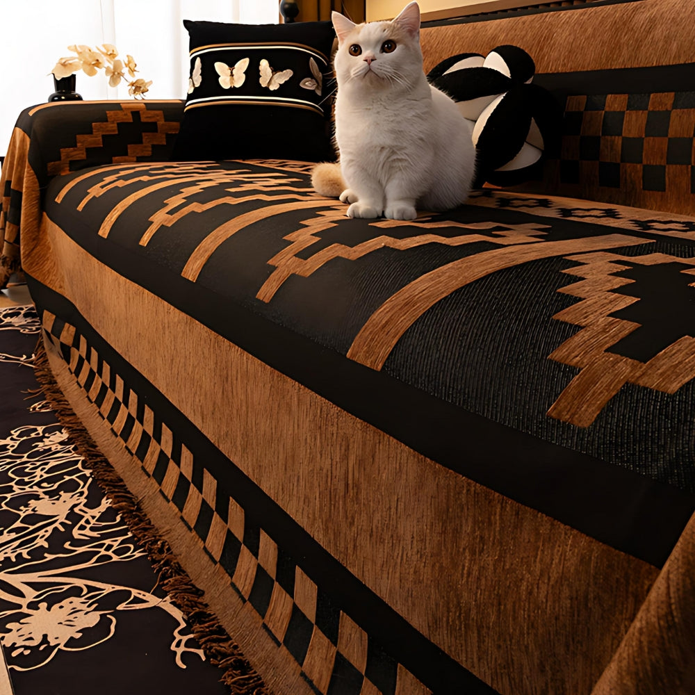 Tribal Chenille Sofa Cover - Soft Microfiber, Stylish Protection