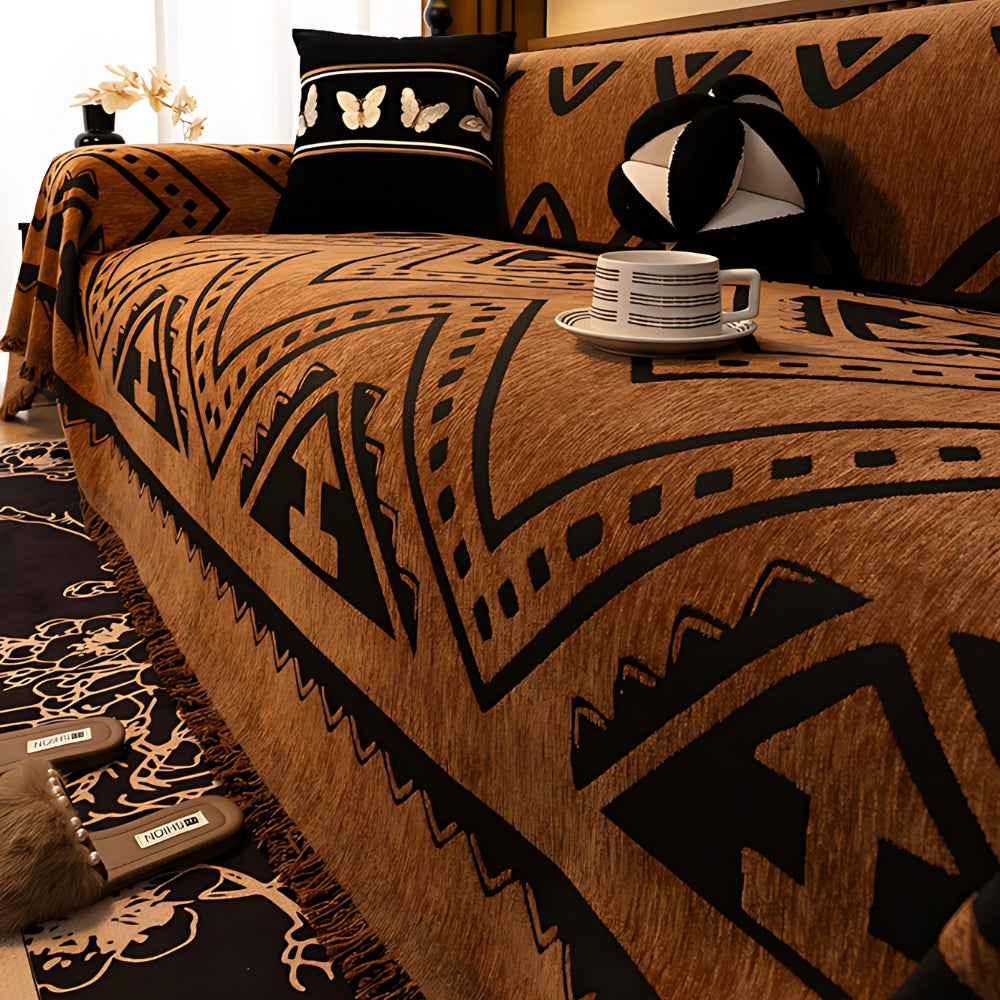 Tribal Chenille Sofa Cover - Soft Microfiber, Stylish Protection