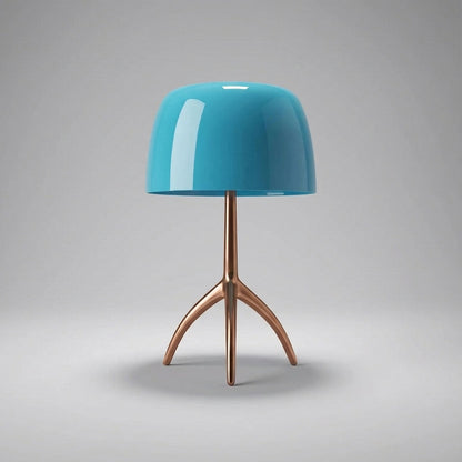 Tripod Desk Lamp with Dome Shade 18 Inch LED Task Light Copper Metal Base Red Accent for Bedroom Office Nightstand Modern Sculptural Reading