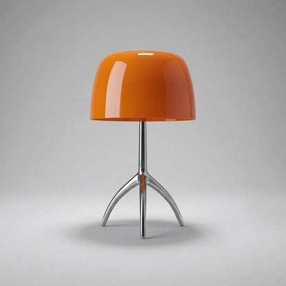 Tripod Desk Lamp with Dome Shade 18 Inch LED Task Light Copper Metal Base Red Accent for Bedroom Office Nightstand Modern Sculptural Reading