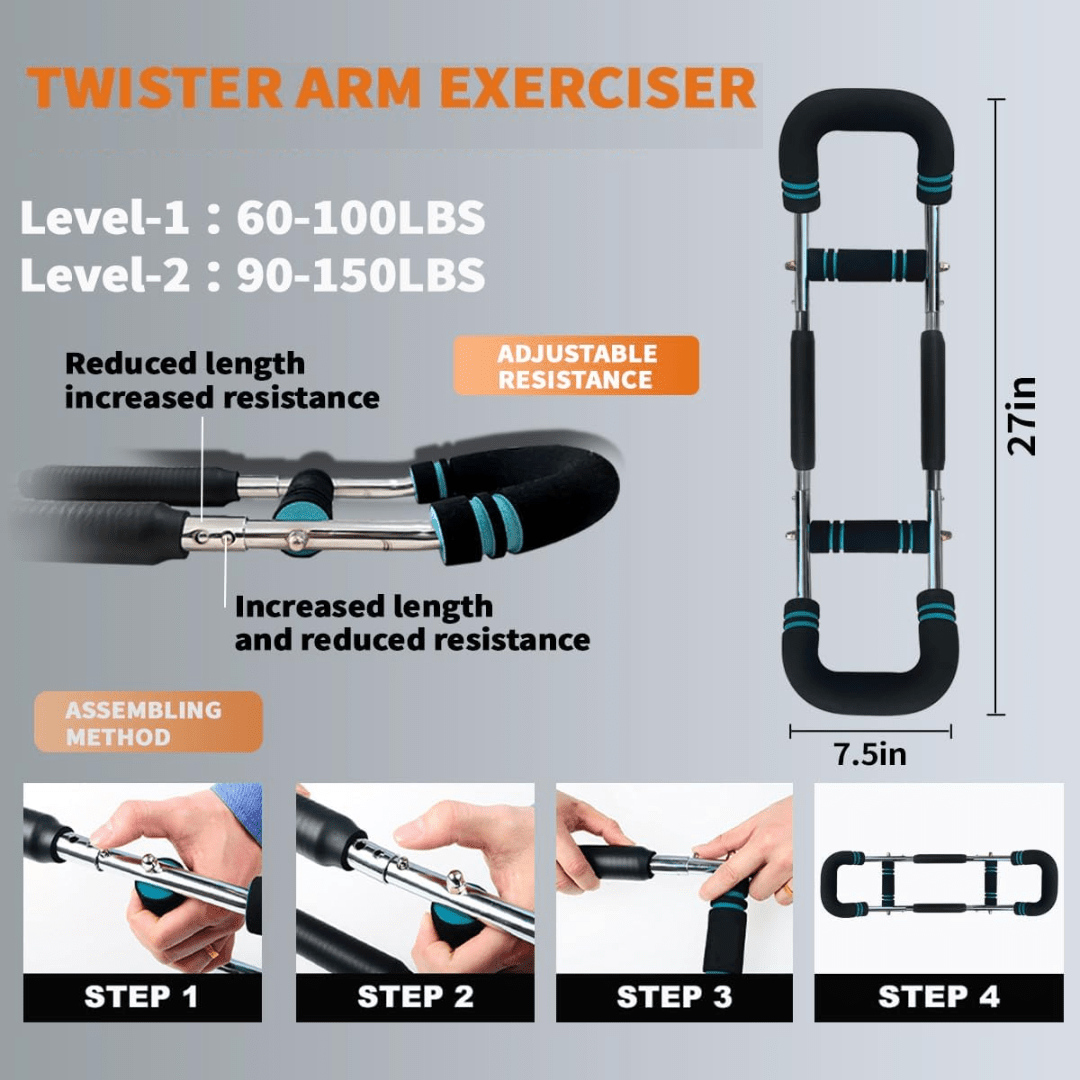 POWERFLEX – Adjustable Resistance Training Bar Arm Chest Strength Trainer