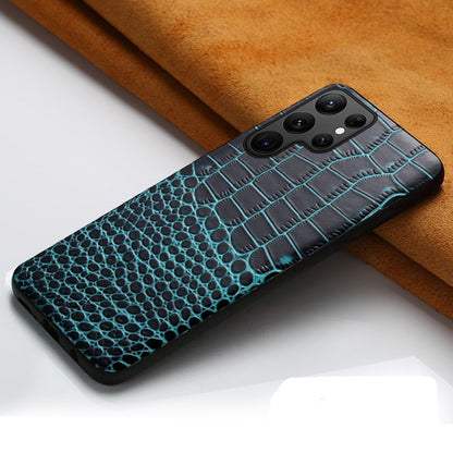 Premium Cowhide Leather Phone Case for Samsung Galaxy – Dual-Tone Design with Raised Edges & Camera Protection