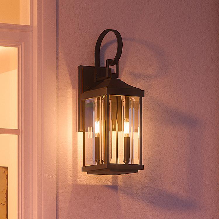 Outdoor Sconce Light 22 Inch Bronze Finish Exterior Lantern Fixture with Beveled Glass for Entryway Patio Porch House Facade Traditional Col