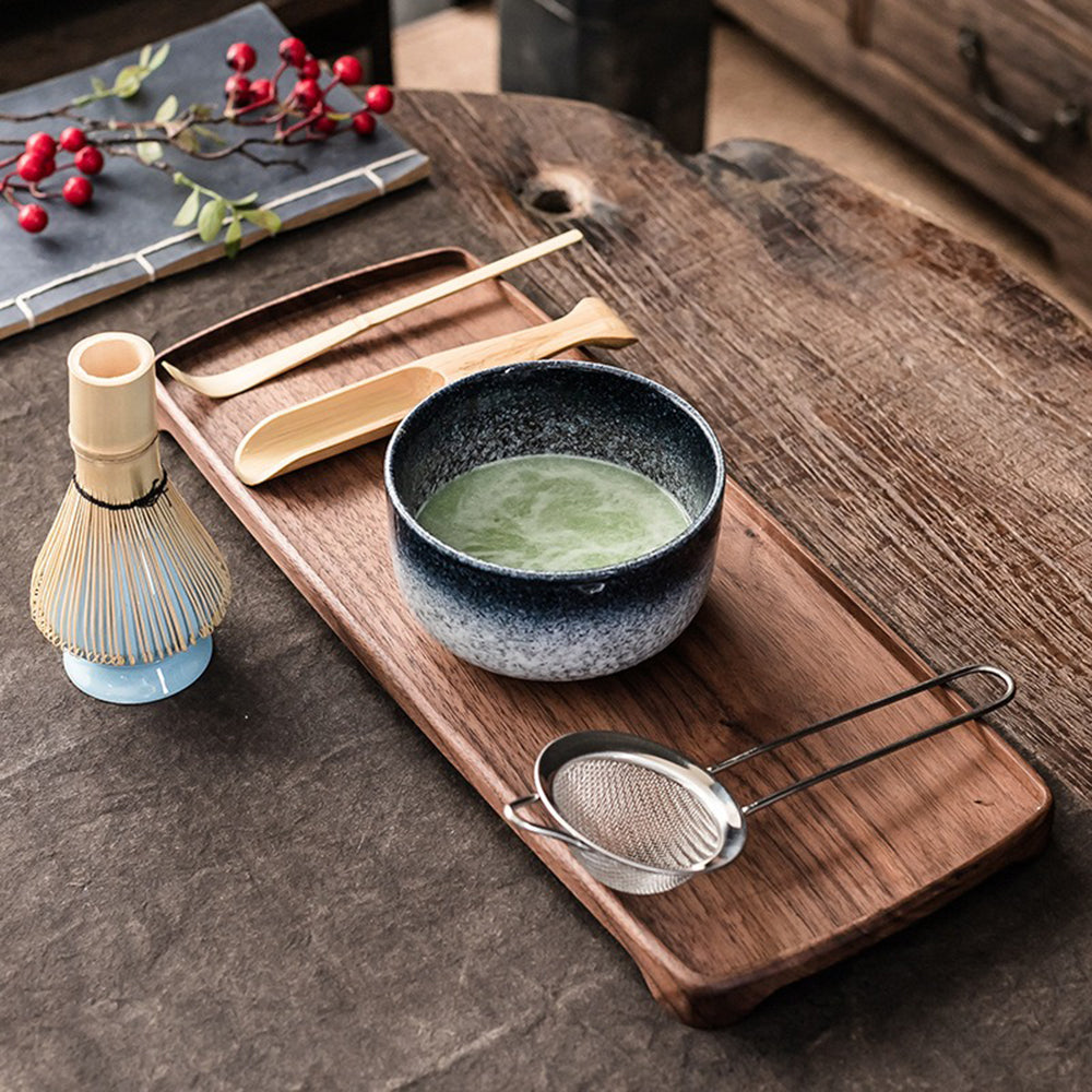 Ceramic Matcha Bowl Kit 12 fl oz with Bamboo Whisk Scoop Holder Sieve Japanese Tea Ceremony Tools Tea Preparation Set for Home Kitchen
