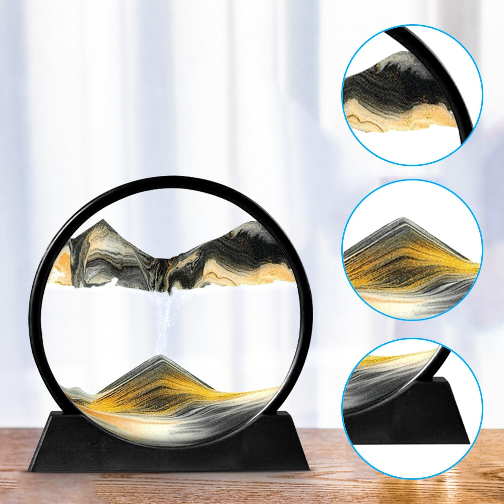 Moving Sand Art Sculpture with LED Light | Calming Desk Decoration for Relaxation