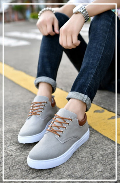 Canvas Sneakers for Men with Platform Sole – Casual Lace-Up Shoes for Work, Weekends & Everyday Wear