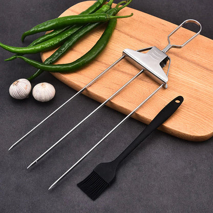 Ultimate Grill Skewers | Stainless Steel Kebab Skewers with Triple Prong Design | Perfect for BBQ and Outdoor Cooking