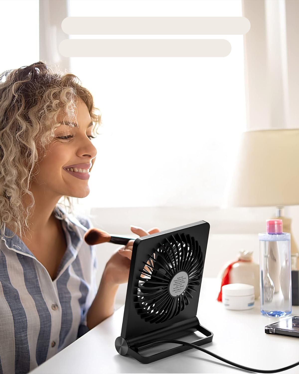 Ultra-Quiet Table Fan | Compact Design with Adjustable Tilt | Perfect Small Desk Fan for Refreshing Airflow