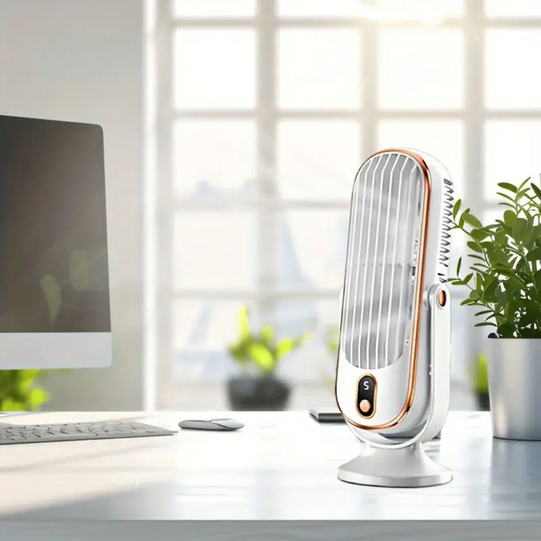 Ultra-Quiet USB Desk Fan with Rechargeable Battery | Compact Design for Effortless Cooling