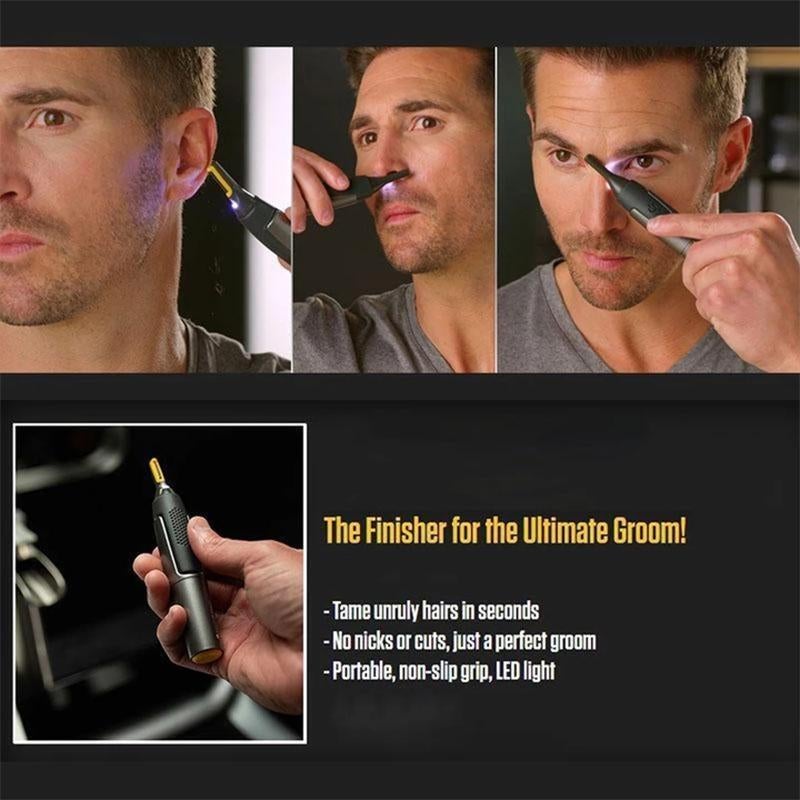 Cordless Detail Trimmer for Men | LED-Lit Precision Grooming Tool for Facial Hair, Ears & Brows | Titanium-Enhanced Stainless Blades