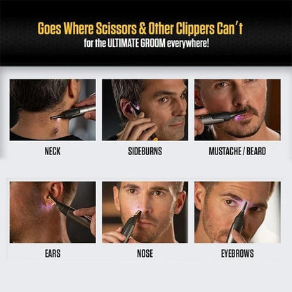 Beard Trimmer for Men, Nose Hair Trimmer with LED Light, Cordless Eyebrow Trimmer for Ear and Facial Hair