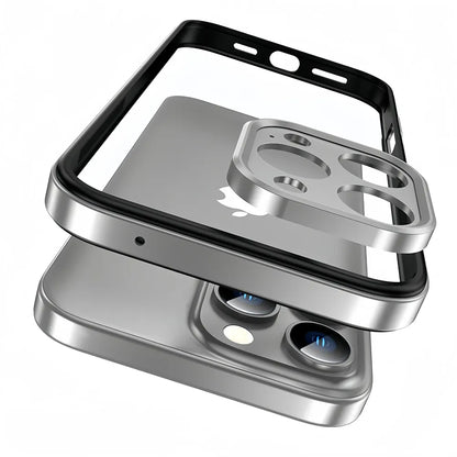 Minimalist Aluminum iPhone Bumper Case with Flat Edge Design & Camera Protector for iPhone 13-17 Pro Max Air Plus
