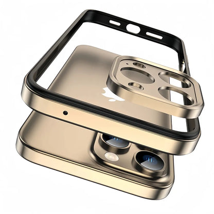Minimalist Aluminum iPhone Bumper Case with Flat Edge Design & Camera Protector for iPhone 13-17 Pro Max Air Plus