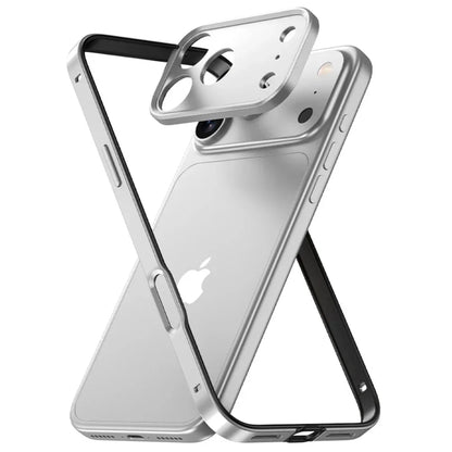 Minimalist Aluminum iPhone Bumper Case with Flat Edge Design & Camera Protector for iPhone 13-17 Pro Max Air Plus