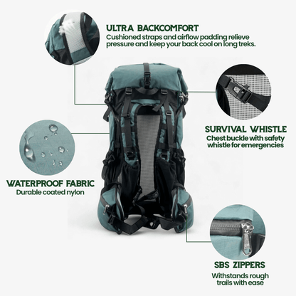 Lightweight 50L Roll-Top Backpack – Expandable Water-Resistant Hiking Bag