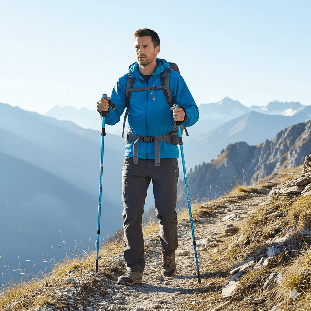 Trekking Poles Adjustable, Collapsible Hiking Poles with EVA Grip, Ultralight Aluminum Walking Sticks for Camping