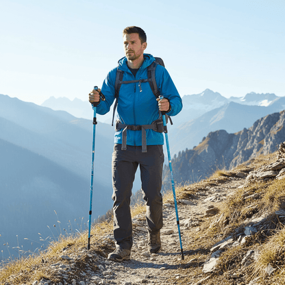 Trekking Poles Adjustable, Collapsible Hiking Poles with EVA Grip, Ultralight Aluminum Walking Sticks for Camping