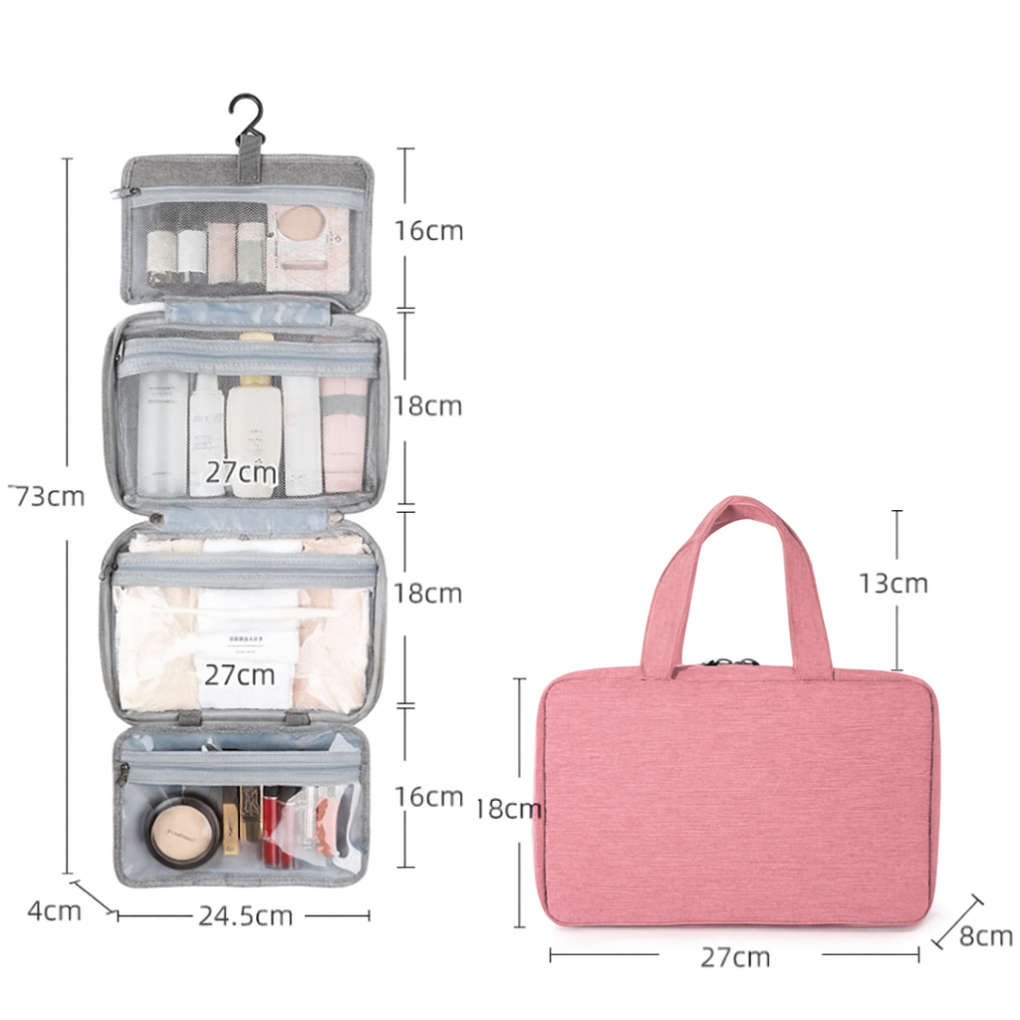 Toiletry Bag for Travel, Hanging Toiletry Bag with Zippered Pockets, Waterproof Cosmetic Bag, Mens Travel Toiletry Kit