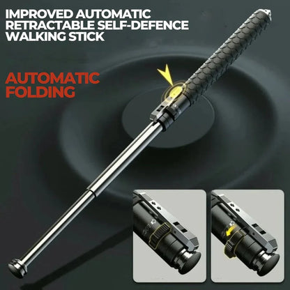 Collapsible Steel Walking Stick for Hiking Trails & Urban Streets 15.8 oz Automatic Deployment Mobility Aid