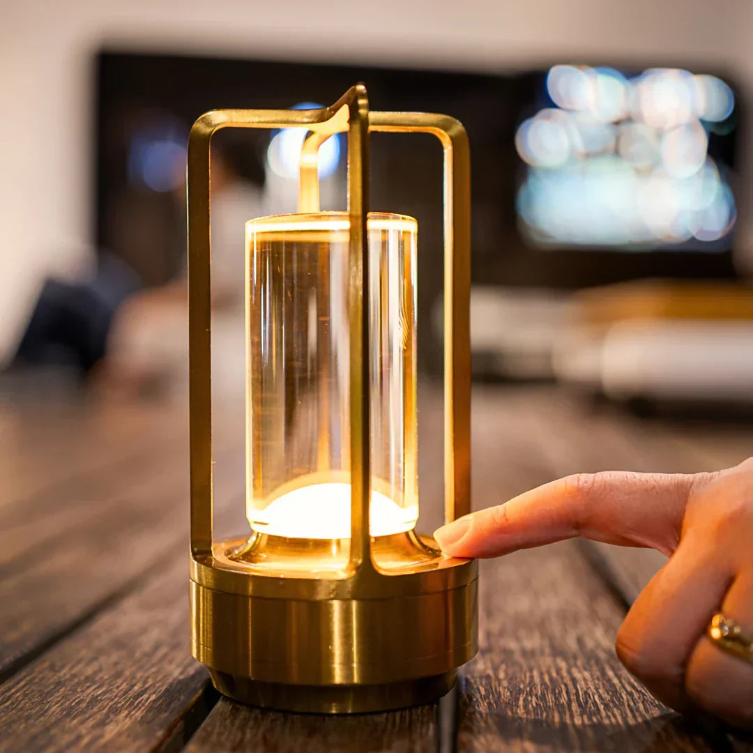 Rechargeable Diamond-Cut Accent Lamp with Touch Dimming & 8-Hour Battery for Bedroom Nightstand, Living Room Side Table