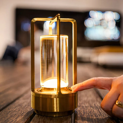 Rechargeable Diamond-Cut Accent Lamp with Touch Dimming & 8-Hour Battery for Bedroom Nightstand, Living Room Side Table