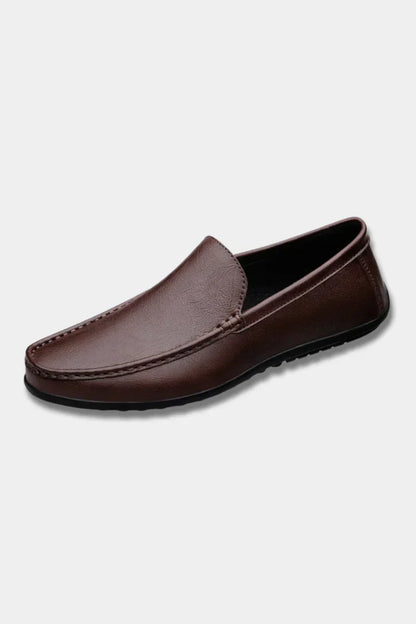 Men's Genuine Leather Slip-On Loafers with Cushioned Footbed – Breathable Dress Shoes for Work & Casual Wear