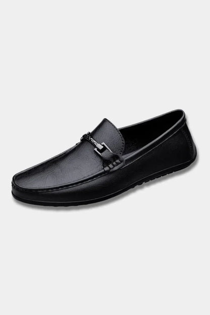 Men's Genuine Leather Slip-On Loafers with Cushioned Footbed – Breathable Dress Shoes for Work & Casual Wear