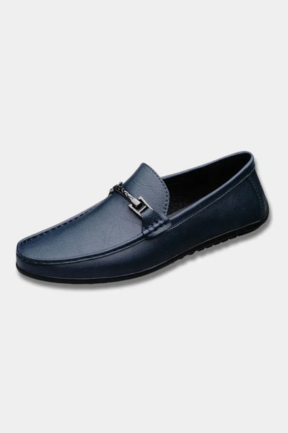 Men's Genuine Leather Slip-On Loafers with Cushioned Footbed – Breathable Dress Shoes for Work & Casual Wear