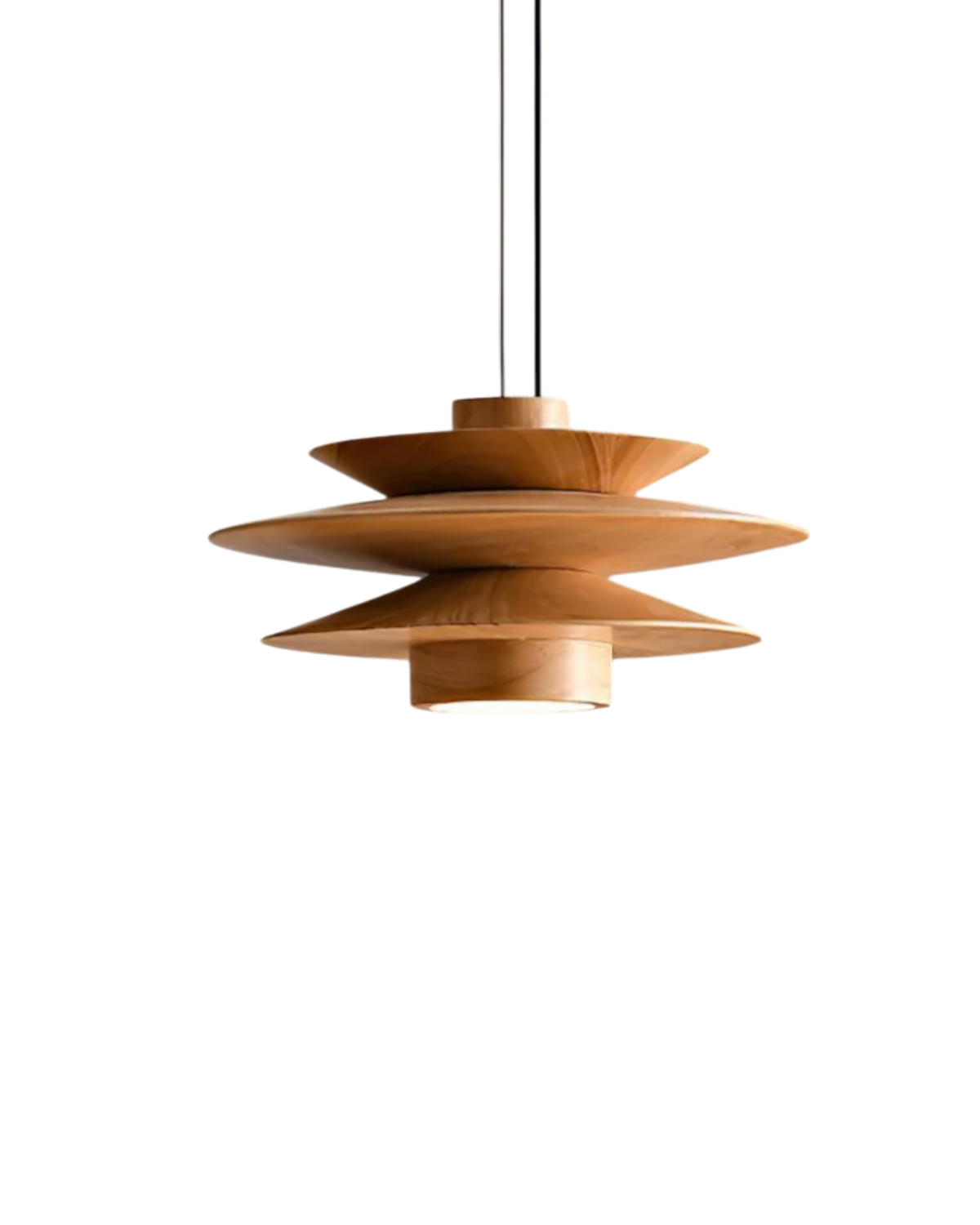 Layered Rubberwood Pendant Light Walnut Finish Ceiling Fixture Dining Room Living Room Ambient Lighting Modern Natural Wood Chandelier Warm